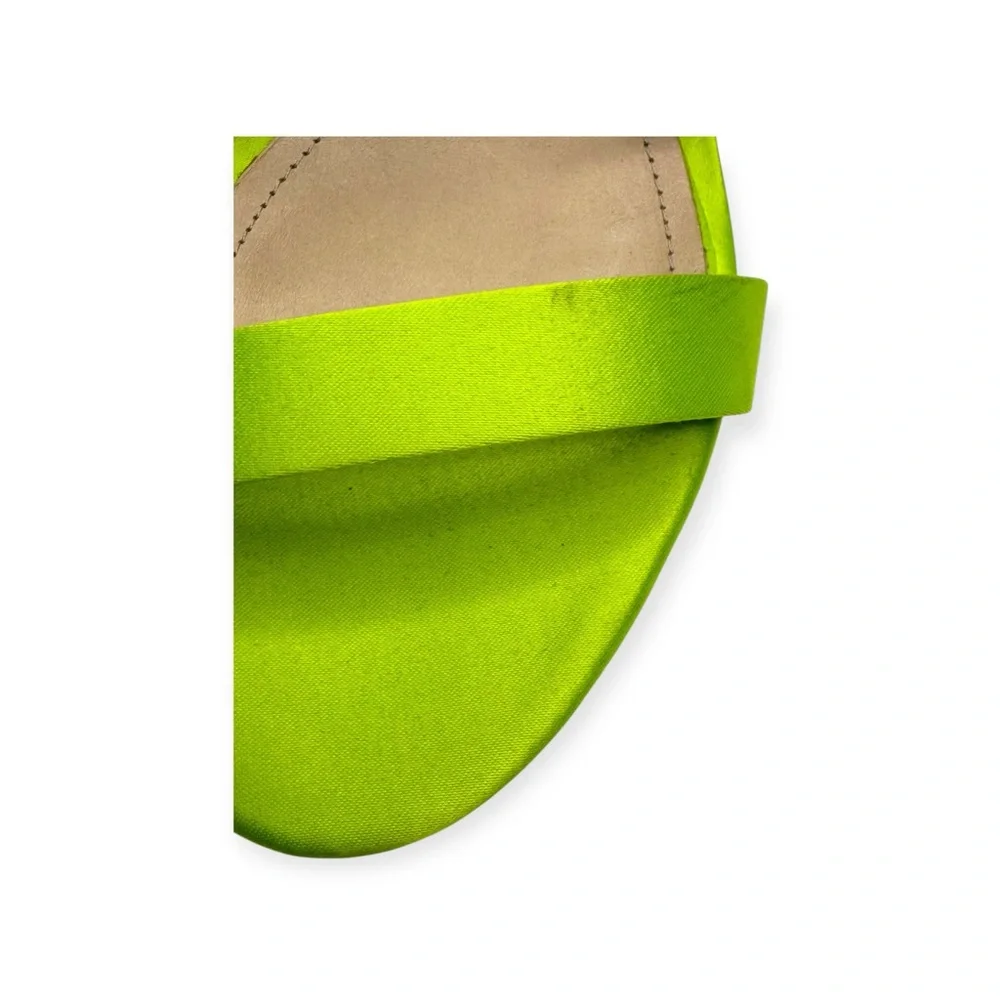 new Schutz 𒀭 Islah Satin + Crystal Heeled Sandals 𒀭Fresh Green [Neon] 𒀭 7.5M